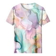 thumbnail image 4 of Plus Size Short Sleeve T-shirts for Women Floral Printed Graphic Tee Crew Neck Loose Fit Summer Casual Tops (5XL, Pink), 4 of 4