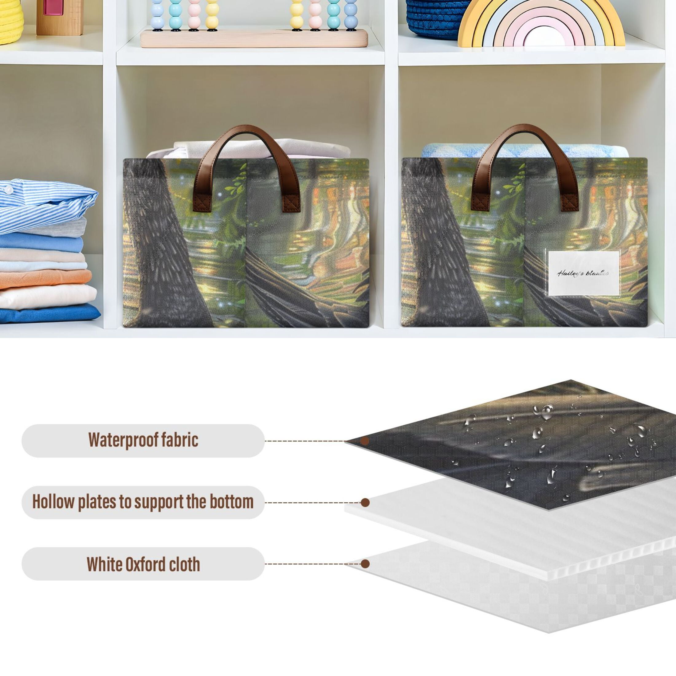 Black Swan Sunlight Storage Bins with Handles Foldable Storage Baskets for Shelves Organizer Cloth Baskets