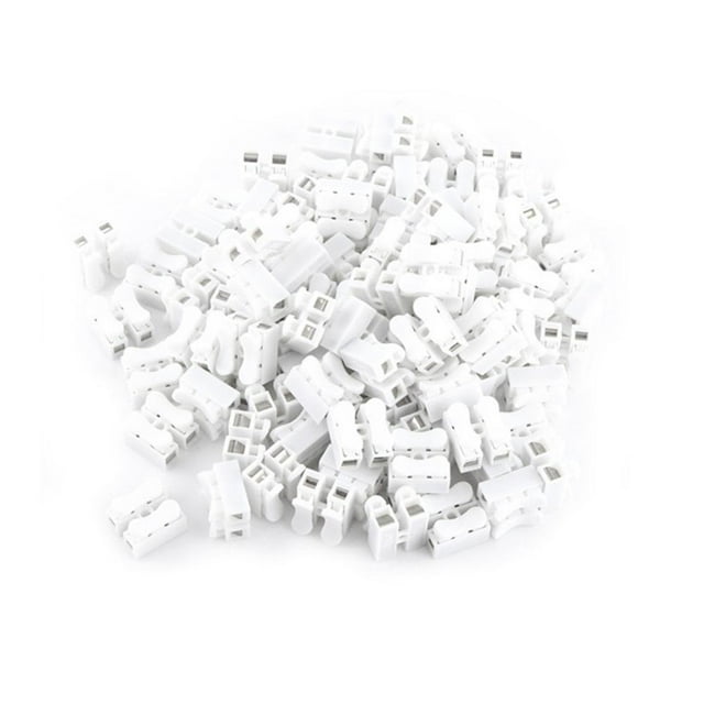 Spring Wire Connectors, 10A 220V 2 Pin Push Quick Wire Cable Connector White Wiring Terminal