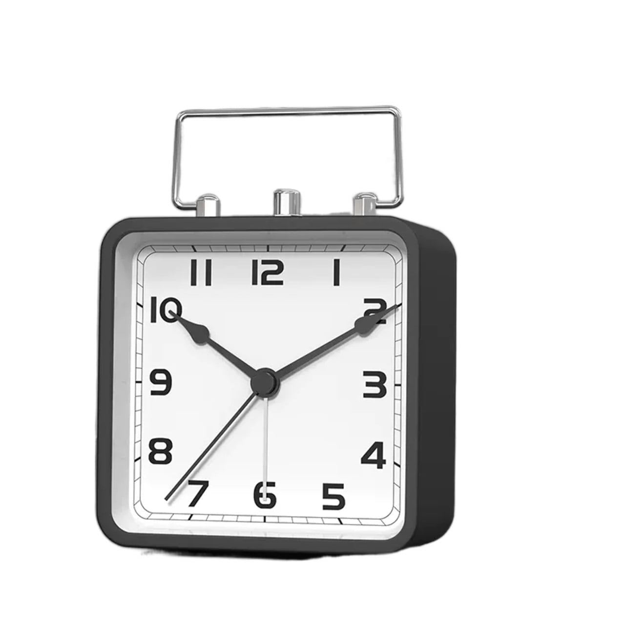 Small Square Alarm Clock, Vintage Analog Silent Clock with Snooze Alarms, Non Ticking Battery - 5