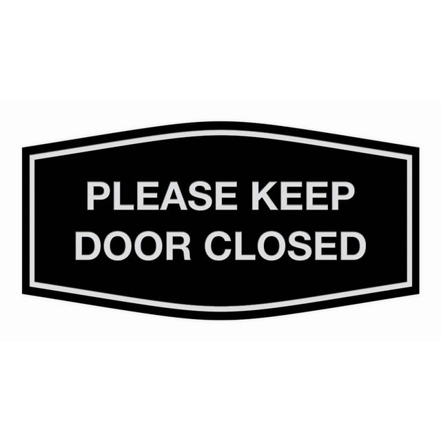 Signs ByLITA Fancy Please Keep Door Closed Sign - Security and Safety | Durable Material | Easy to Install (Black/Silver) - Large 1 Pack