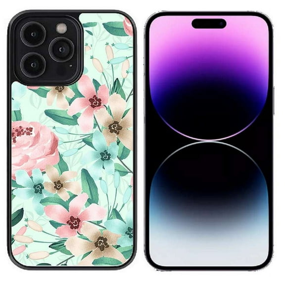 Bemz Phone Case for iPhone 15 Pro Max, Lightweight Shockproof Scratch Resistant UV Print Protective TPU Cover (Watercolor Teal Floral)