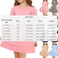 thumbnail image 3 of Fesfesfes Girls' Summer Solid Color Short Sleeve Crew Neck Elastic Waist Dress Casual Comfortable Dress for Kids A-line Ruffle Sleeve Casual Dress 5-15 Years, 3 of 6