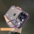 thumbnail image 3 of Luxury Bracket Transparent Phone Case For iPhone 15 16 14 13 Pro Max 16 Plus With Holder Camera Lens Protector Shockproof Cover tzw, 3 of 7