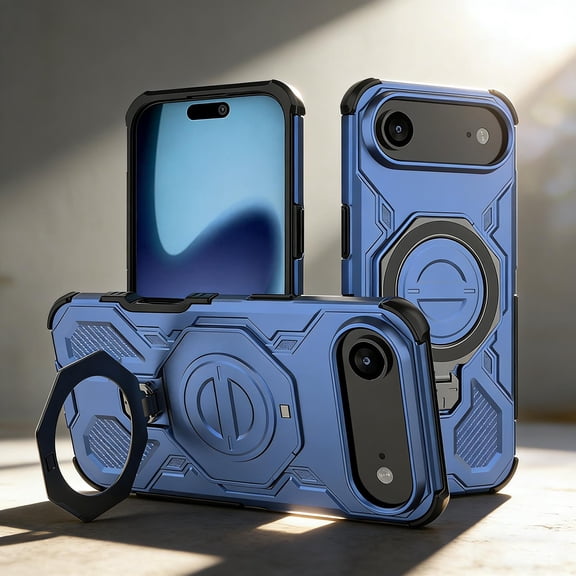 Compatible for iPhone 17 Air Case with Invisible Ring Kickstand, Secure Ring Holder Grip, Phone Case Compatible with Mag-Safe, Durable Shockproof Rugged Cover for iPhone 17 Air, Blue