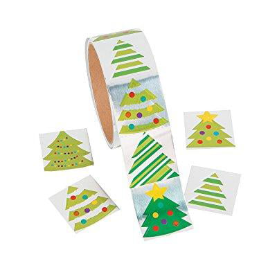 fun express foil christmas tree roll stickers - 1