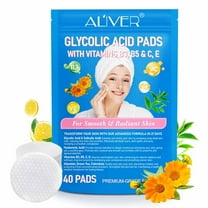 Aliver Glycolic Acid Pads,Cleansing Pads for Face & Body with Vitamins B3, C & E,For All Skin Types,40 Pads