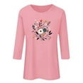 thumbnail image 6 of Charella Women's Floral Printed Tops Flower Graphic Tee Casual Crew Neck 3/4 Sleeve Shirts Loose Fit Clothes (S, Pink 1), 6 of 6
