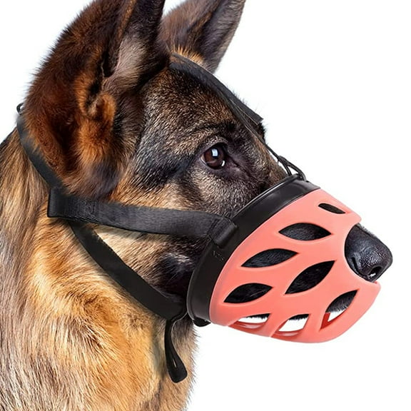 Dog Muzzle,Soft Basket Silicone Muzzles for Dog, Best to Prevent Biting, Chewing and Barking, Allows Drinking and Panting,RedS 28cm