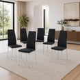thumbnail image 6 of Ciphrias Dining Chairs Set of 6 Black PU Leather Quilted Silver Metal Legs 38 in, 6 of 7