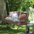 thumbnail image 3 of Zimtown Patio Wooden Porch Swing Swing Chair Bench Oversize Heavy Duty 880lbs with Handset Slot,Cup Holder,Hanging Chains for Outdoors,5 FT,Carbonized, 3 of 9