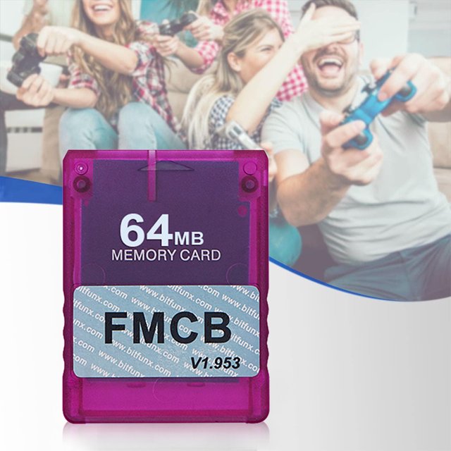 Estuche transparente para tarjeta de memoria FMCB V1.953 para consola de juegos PS2 (púrpura 64 MB)