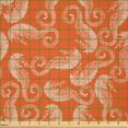thumbnail image 2 of Ambesonne Seahorse Fabric by the Yard Microfiber, Cartoon Curvy, 3 Yards, Burnt Sienna and White, 2 of 4