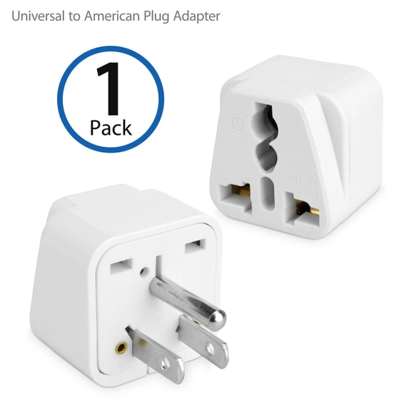 Plug Adapter, BoxWave [Universal to American Outlet Plug Adapter - With Ground Pin] Grounded Universal to Type A Socket Converter for Smartphones and Tablets - White