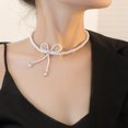 thumbnail image 2 of Visland Collier Ras-du-Cou en Fausse Perle avec Ajustement Réglable, Design Nœud, Collier Court, Événements Formels, Robes, Fêtes, Collier, Bijou, Cadeau, 2 of 7