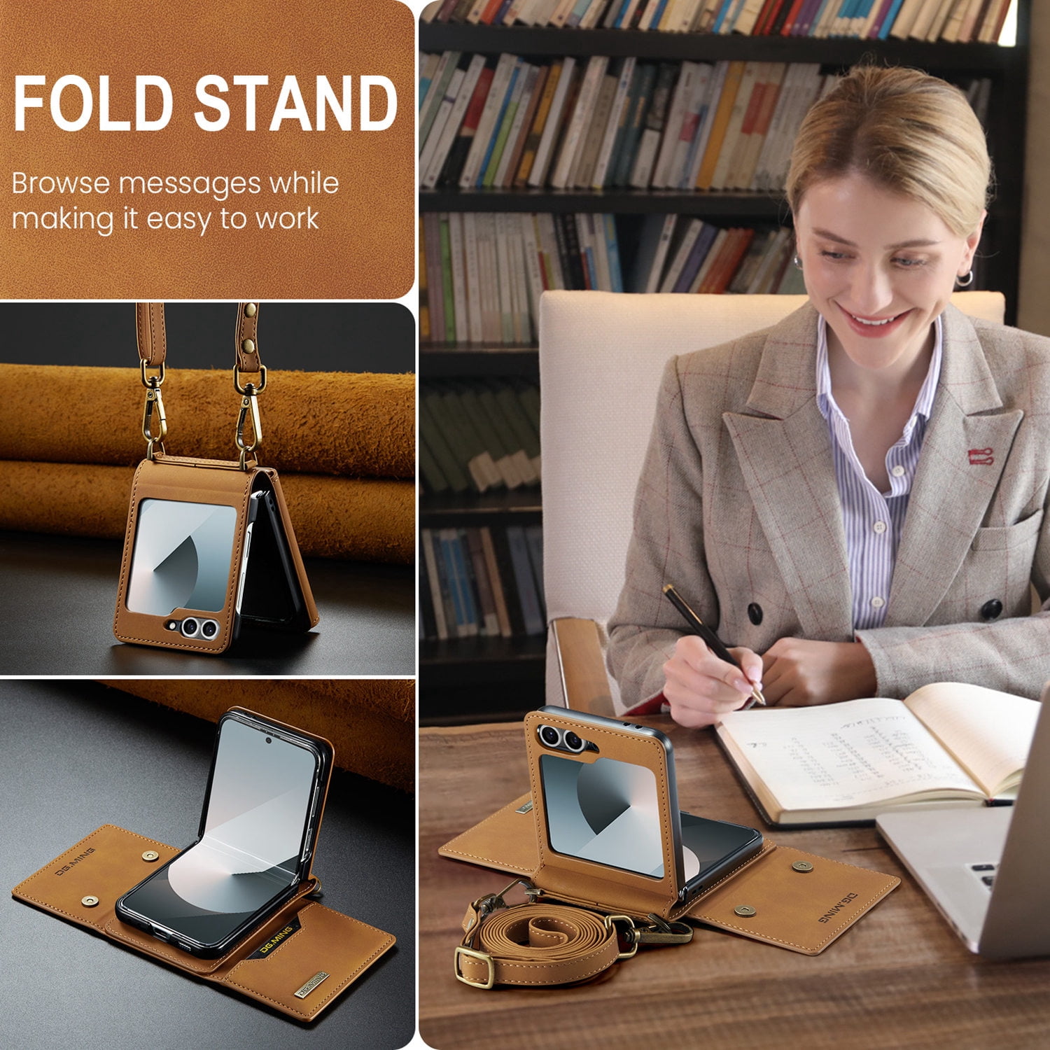 ETFAST Leather Phone Case For Samsung Galaxy Z Flip 6 Wallet Leather Case with Card Holder Leather Phone Case Shockproof Protective Cover