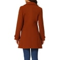 thumbnail image 3 of INSPIRE CHIC Manteau Trench Long d'Hiver Classique pour Femme à Simple Boutonnage avec Poches m Rouge Brique, 3 of 6