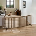 thumbnail image 3 of Smart FENDEE Bamboo Dog Gate Freestanding 4 Panel Pet Gate for Doorways, 2 Support Feet, Black Walnut, 3 of 7