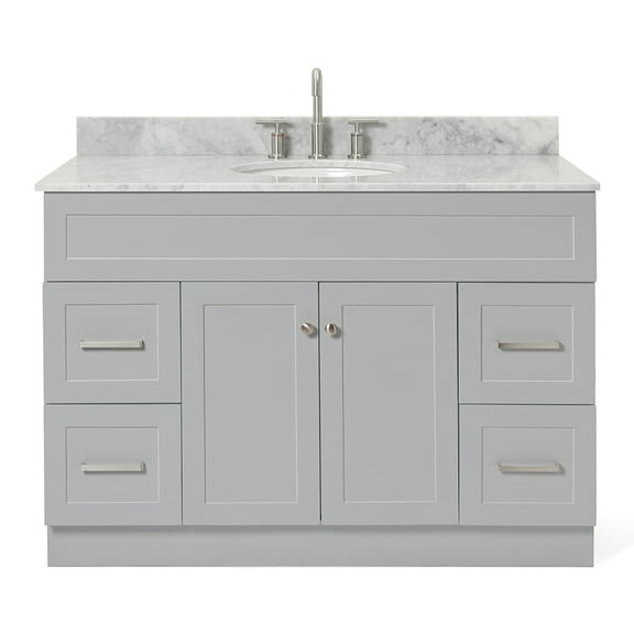 Ariel Hamlet 49 In. Oval Sink Vanity With 0.75 In. Carrara White Countertop In Grey