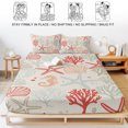 thumbnail image 5 of Full Size Fitted Sheet Set - Red Orange Coastal 3 Piece Bedding Sets 16" Deep Pocket Fitted Sheet with 2 Pillowcases Summer Beach Starfish Coral Nautical Rustic Brushed Microfiber Hotel Bed Sheets, 5 of 9