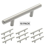Hamilton Bowes Satin Nickel Cabinet Hardware Euro Style Bar Handle Pull - 3" Hole Centers, 5-3/4"" Overall Length - Stanless Steel Bar (10)