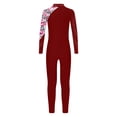 thumbnail image 2 of iiniim Girls Athletic Gymnastics Dance Unitard Sparkly Long Sleeve Leotard Full Body Jumpsuit 6-16 Burgundy 16, 2 of 5