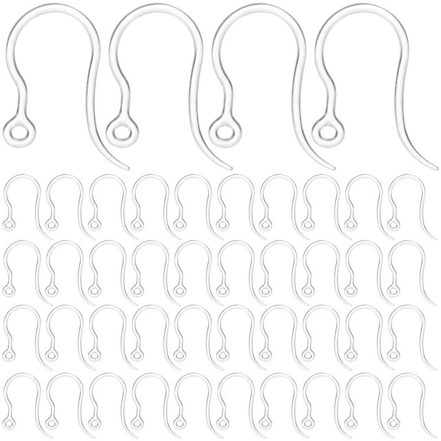 KAKOWELY Crochets de Boucles d'Oreilles 50 Pcs Crochets de Boucles d'Oreilles en Résine Crochets de Boucles d'Oreilles Crochets de Boucles d'Oreilles avec Trou Support de Boucles d'Oreilles en Résine 0.79"X0.39"X0.08 Pouces