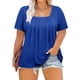 thumbnail image 2 of Tops de Talla Grande para Mujer, Corta, Cuello Cuadrado, Túnica Holgada de Verano para Leggings. Azul XL, 2 of 7