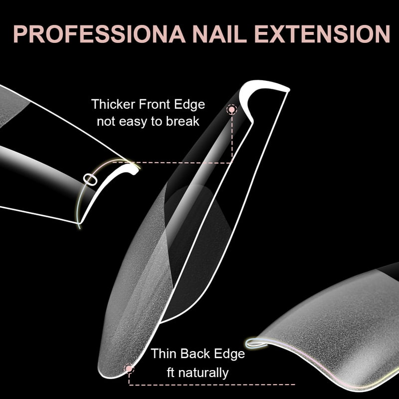 300Pcs Transparent Half Matte Soft Gel Nail Tips Full Cover Nail Gel Tips For Extension Capsules Almond Coffin False Short Nails