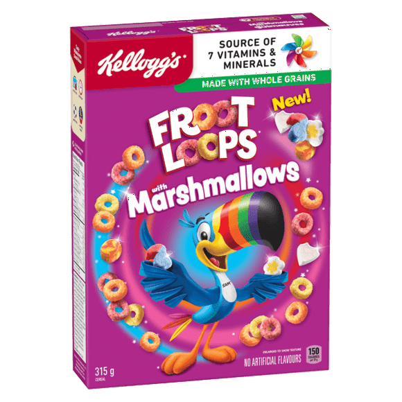 Kellogg's® Froot Loops® with Marshmallow Cereal 315g- Ready to Eat Cereal, crispy loops, Froot Loops® with Marshmallow Cereal 315g