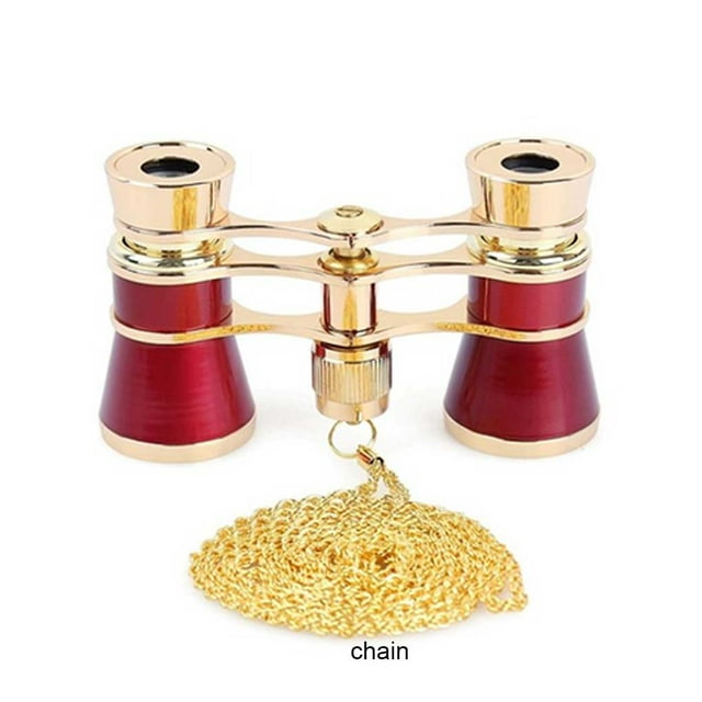 pitrice Opera Glasses Optical Binoculars Lens Theater Metal Body Telescope Viewing Tool Multipurpose Rust Resistant Girls Red Chain