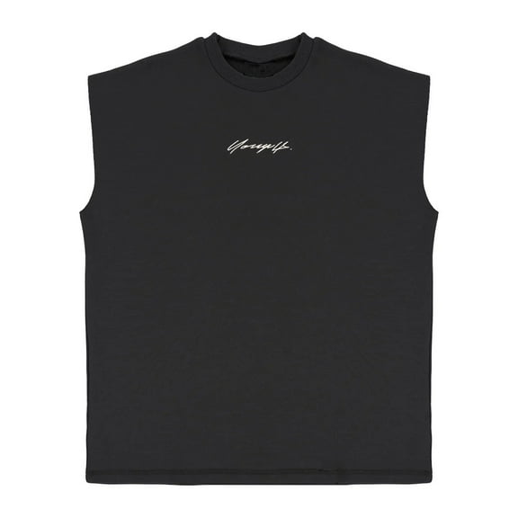 YOUNGLA Men's Dolman Sleeve Crop Vest Top Crewneck Loose Pullover Tank Tops