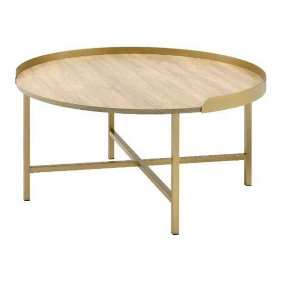 Ergode Coffee Table Oak Table Top & Gold Finish