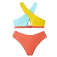 thumbnail image 3 of FAFWYP Womens Sexy Color Block Bikini Set Halter Swimsuit Two Piece Bathing Suit Beachwear Swimwear, 3 of 8