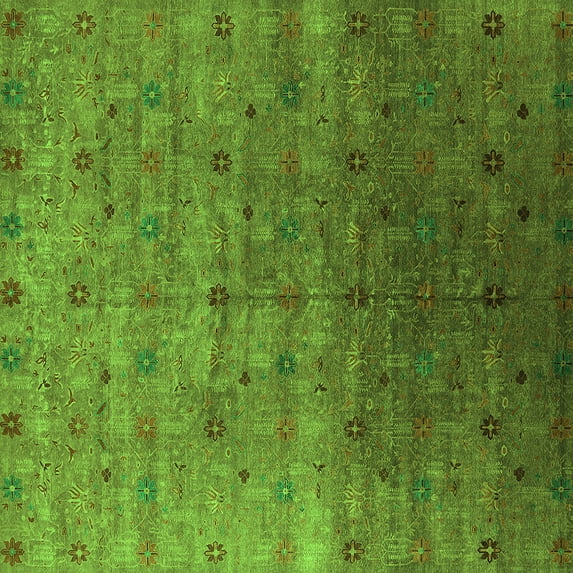 Ahgly Company Indoor Square Oriental Green Industrial Area Rugs, 8' Square