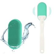 INNERNEED Sonic Waterproof Electric Facial & Body Cleansing Brush Kit with Soft Silicone Exfoliating Head and Long Handle (Green)