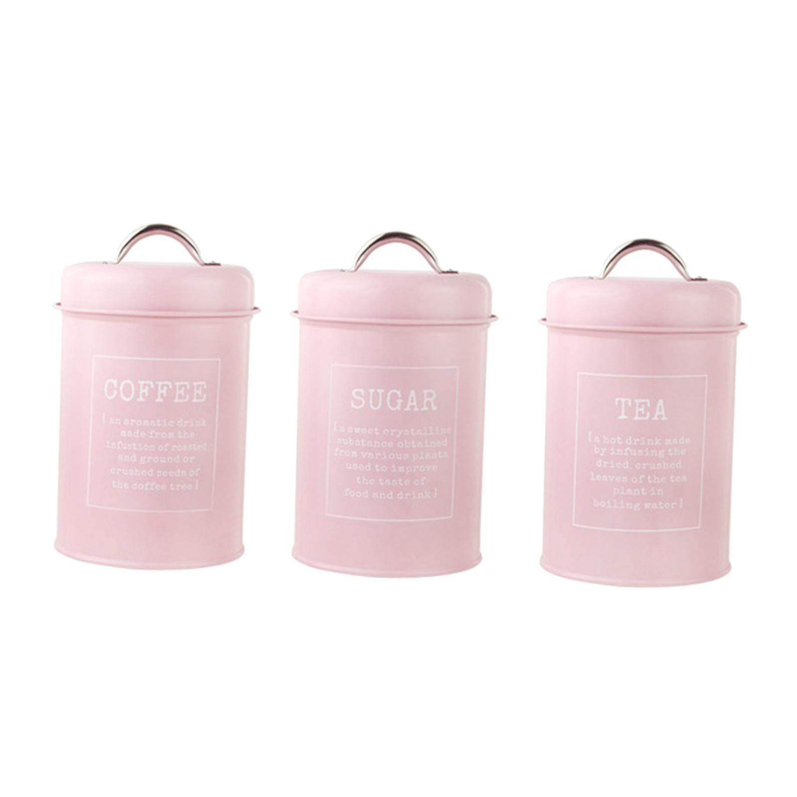 Pink Tea Coffee Sugar Jars