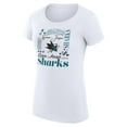 thumbnail image 2 of Women's G-III 4Her by Carl Banks White San Jose Sharks Super-Slim Fit Lightweight Collage Team Graphic T-Shirt, 2 of 3