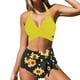 thumbnail image 1 of Gibobby Conjunto de bikini para mujer Bikini de playa de vacaciones de verano para mujer, traje de baño de girasol de cintura alta dividido(Amarillo,M), 1 of 5