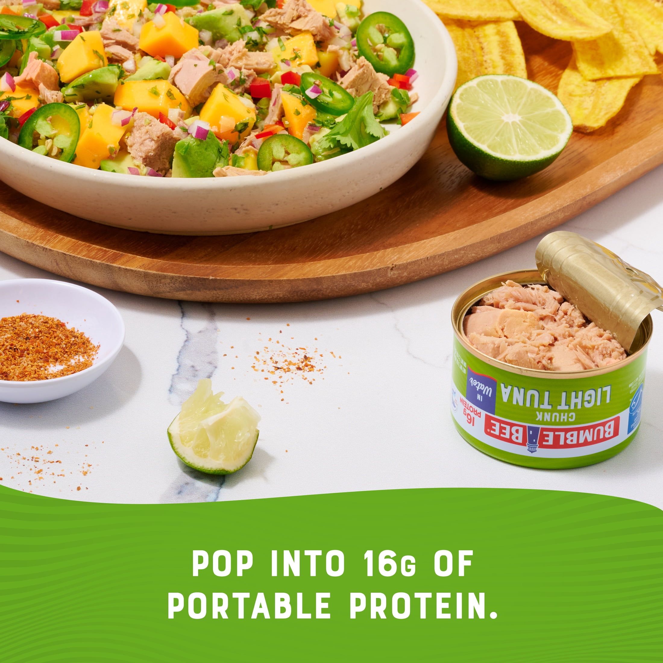 (16 pack) Bumble Bee Chunk Light Tuna, Wild Caught, Gluten Free, 16g Protein per Serving, Ready to Eat, Shelf Stable Pull Tab Can, 3oz