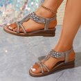 thumbnail image 4 of Rokment Women's Sparkling Rhinestones Wedge Heels Dressy Sandals Ethnic Bohemian Beach Summer Open Toe Slingback Mid Heels for Bride Wedding Banquet Gold Size 8.5, 4 of 8