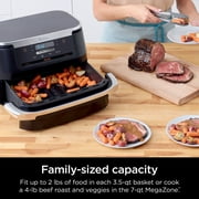 Ninja Foodi 4-in-1 Air Fryer, 7-Qt MegaZone FlexBasket, 4 Functions, Smart Finish Cook 2 Foods 2 Ways, Air Fry, Roast, DZ070 Black