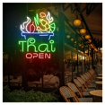 thumbnail image 1 of Letrero De Neón Thai Food Open, Ideal Para Decoración De Pared De Cocina Y Restaurante, Con Luz Regulable De 42cmx52cm, 1 of 6
