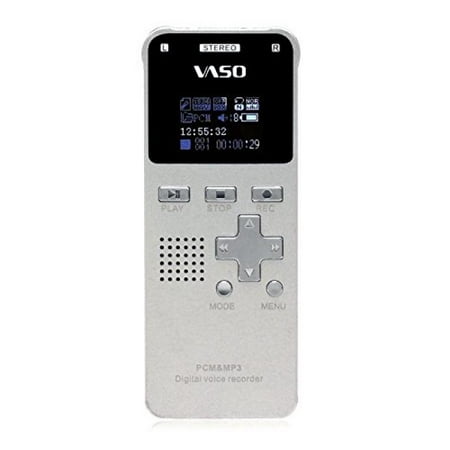 VASO VM690 Portable Ultra Thin PCM HQ Digital Voice Recorder Easy Use LED Screen for Indoor Outdoor Meeting Class, USB Flash Drive, MP3 Player,Micro TF SD Card, AUX Line In - 8GB
