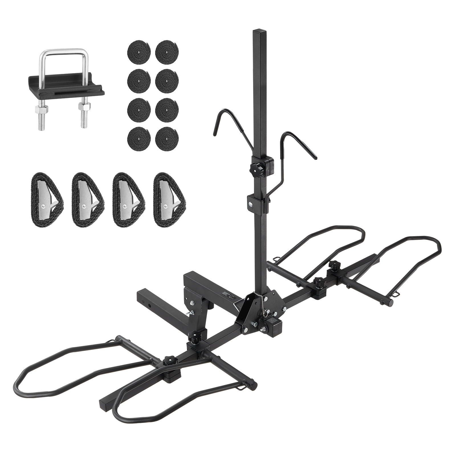 KFFKFF Bike Carrier, Hitch-Mounted, 2-Bike Capacity, 160 LBS Load, Fits 2-inch Receivers, Tilt & Fold Design, Supports Tires up to 5" Width, Suitable for Cars, SUVs, Trucks, and RVs