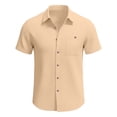 thumbnail image 4 of CHUMUD Mens Cotton Linen Short Sleeve Casual Pocket Shirts Button Down Shirt Collared Summer Cool & Breathable Blouse, 4 of 5