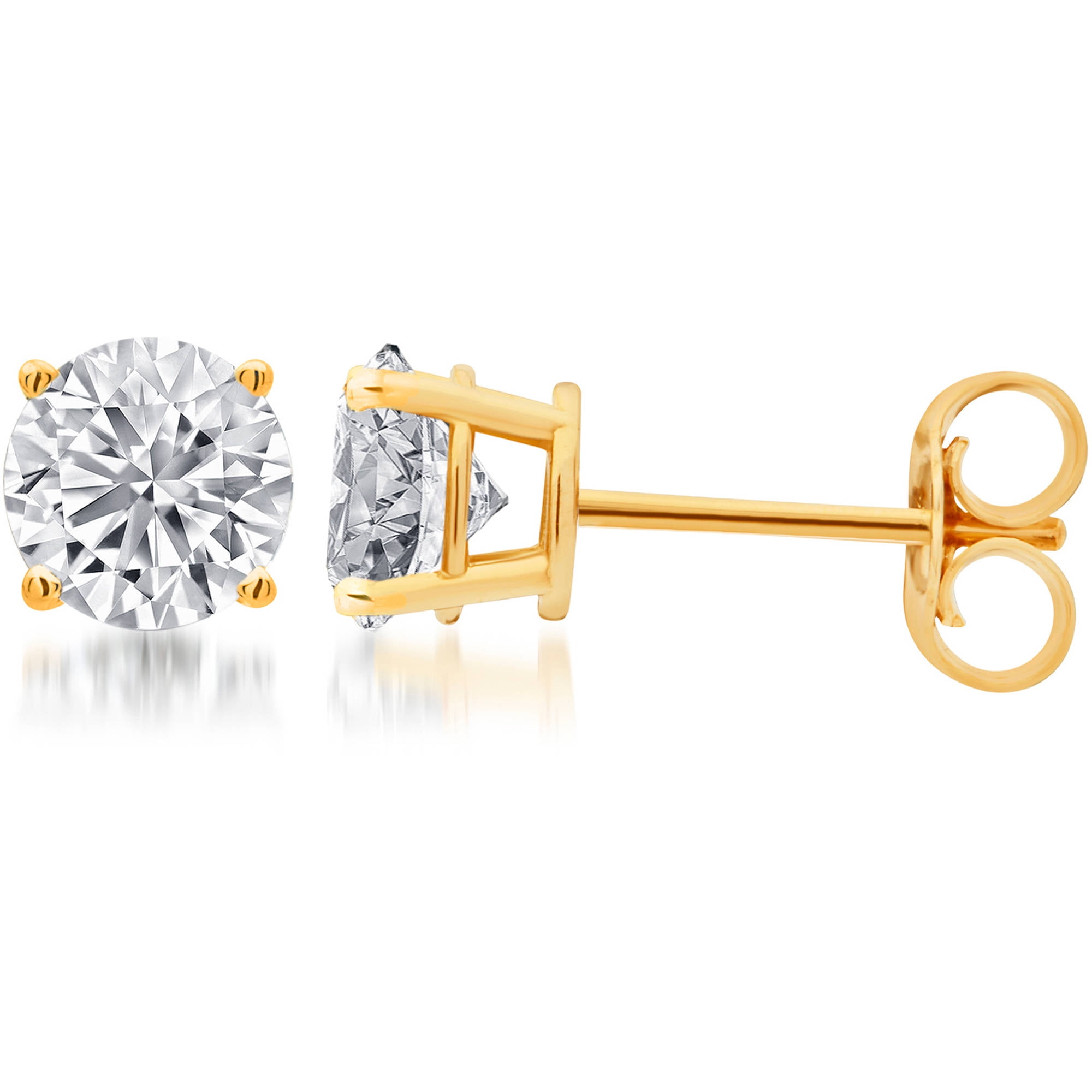 Arista 3/4 Carat T.W. Round White Diamond Women's Stud Earrings in Yellow over Sterling Silver (I-J, I2-I3)
