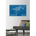thumbnail image 2 of T-Rex - Blueprint Illustration Wall Poster with Push Pins, 22.375" x 34", 2 of 3