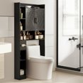 thumbnail image 5 of DIYART 67.8" H Over The Toilet Storage Cabinet with Adjustable Shelves & Toilet Paper Holder, Farmhouse Over Toilet Bathroom Organizer, Double Door Toilet Cabinet for Bathroom, and Laundry, Black, 5 of 8