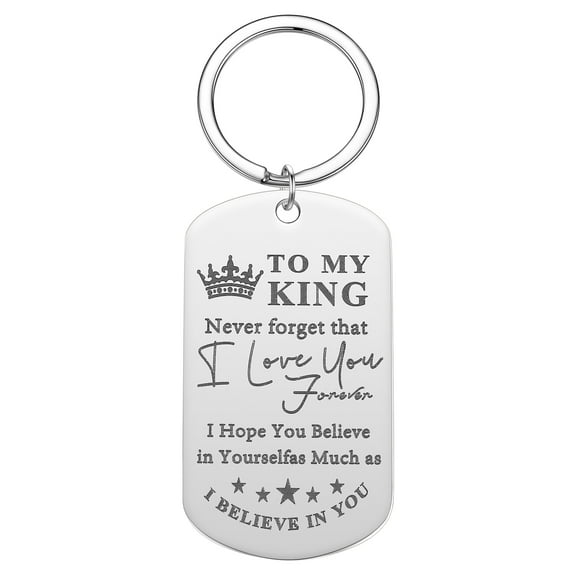 To My King I Love You Keychain Pendant Anniversary Valentine's Day Gift Crown Key Chain Boyfriend Husband Birthday Keyring